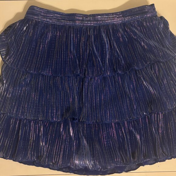 Lovers + Friends Blue Metallic Tiered Skirt - Picture 4 of 5